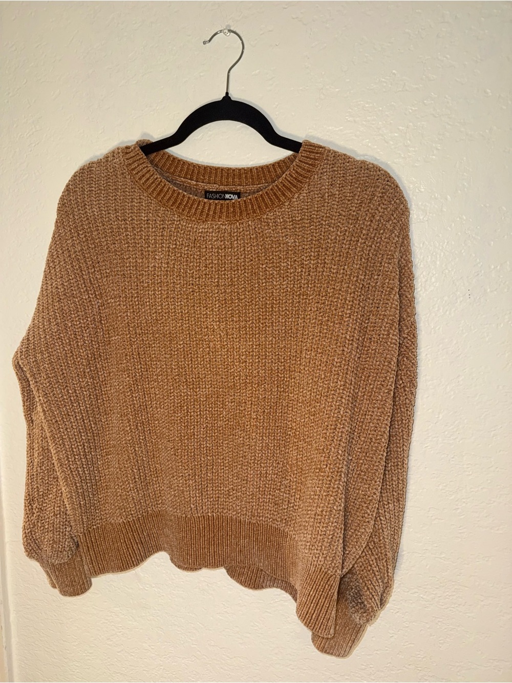 Fashion Nova Camel Crewneck Knit Sweater